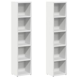 vidaXL CD-skap 2 stk hvit 21x16x93,5 cm sponplate
