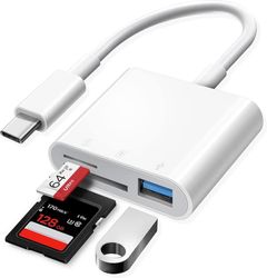 NÖRDIC USB-C-kortinlukija 2-paikkainen SD, MicroSD, 1xUSB-A 3.0 UHS-I