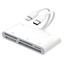 NÖRDIC USB-C/Lightning-kortinlukija 5-paikkainen CF, SD, MicroSD, MS, XD 1xUSB-A 1xUSB-C UHS-I