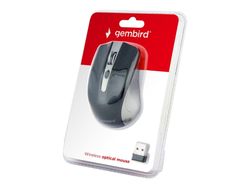 Gembird MUSW-4B-04-GB - Mus - optisk - 4 knapper - trådløs - 2.4 GHz - USB trådløs mottaker - svart, romgrå - blister