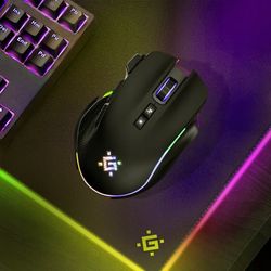 Defender Thunder GM-213 Trådlös Gamingmus Optisk 1600 dpi Svart RGB Batteri 8 Knappar