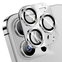 iPhone 14 Pro/14 Pro Max linsedeksel metall herdet glass sølv