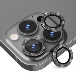 iPhone 14 Pro/Pro Max Kamerabeskyttelse Bling Glitter Svart