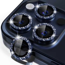 iPhone 15 Pro/Pro Max Lens Cover Bling Glitter Blue