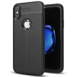 Nahkakuvioitu TPU kuori Apple iPhone X / Xs : väri - musta