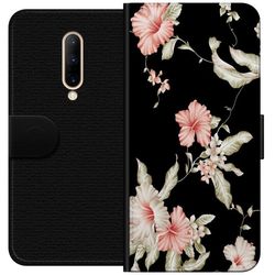 OnePlus 7 Pro Lommeboketui Blomstermønster Svart
