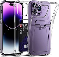 Läpinäkyvä iPhone-kotelo kortinpidikkeellä - monia malleja