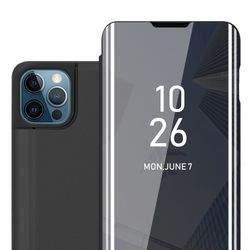 Etui for iPhone 12 PRO MAX Deksel Clear View Mirror Beskyttelsesetui med stativfunksjon 360 graders beskyttelse