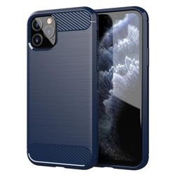 Deksel til iPhone 11 PRO Beskyttelsesdeksel av fleksibelt TPU-silikon i rustfritt stål-karbonfiberutseende