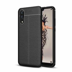 Huawei P20 Suojakuori Suojakotelo valmistettu TPU-silikonista jossa on jalo nahkajäljitelmä applikaatio