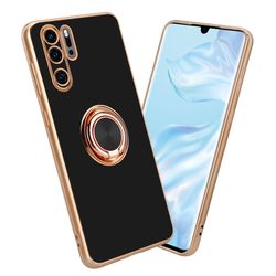 Deksel til Huawei P30 PRO med ring Etui av fleksibel TPU-silikon, med kamerabeskyttelse magnetisk bilholder