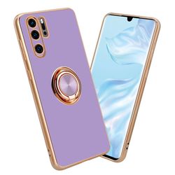Deksel til Huawei P30 PRO med ring Etui av fleksibel TPU-silikon, med kamerabeskyttelse magnetisk bilholder