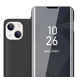 Etui for iPhone 14 PLUS Deksel Clear View Mirror Beskyttelsesetui med stativfunksjon 360 graders beskyttelse