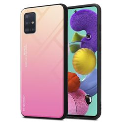 Samsung Galaxy A51 4G / M40s Skal Fodral i två färger av TPU-silikon och baksida av härdat glas Case Cover Mobilskydd