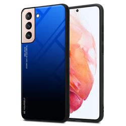 Samsung Galaxy S21 5G Suojakuori Suojakotelo Kaksivärinen joka on valmistettu TPU-silikonista ja jonka takaosa on valmistettu karkaistusta lasista