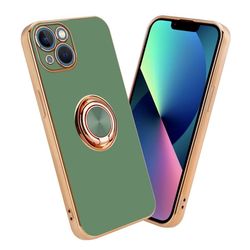 Deksel til iPhone 13 med ring Etui av fleksibel TPU-silikon, med kamerabeskyttelse magnetisk bilholder