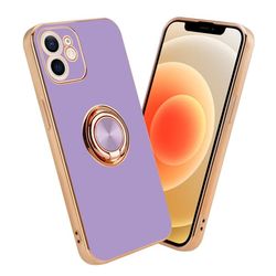 Deksel til iPhone 12 med ring Etui av fleksibel TPU-silikon, med kamerabeskyttelse magnetisk bilholder