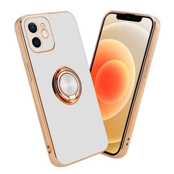 Deksel til iPhone 12 med ring Etui av fleksibel TPU-silikon, med kamerabeskyttelse magnetisk bilholder