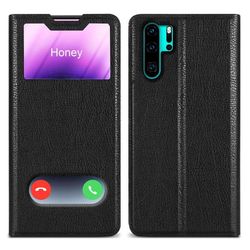 Deksel til Huawei P30 PRO Lommebokdeksel med magnetisk lukking, stativfunksjon og 2 visningsvinduer