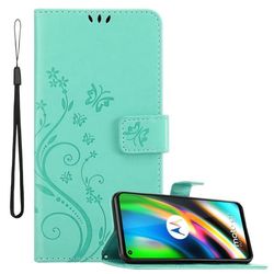 Deksel kompatibel med Motorola MOTO G9 PLUS Lommebokdeksel i blomster design med magnetisk lukking, stativfunksjon og kortplasser