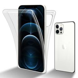 Deksel kompatibel med iPhone 12 / 12 PRO 360° helkroppsbeskyttelse Silikondeksel foran og bak, allroundbeskyttelse med skjermbeskyttelse