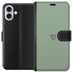 Apple iPhone 16 Plus Tegnebogsetui Hjerte Grøn