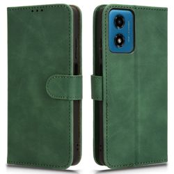 SKALO Motorola Moto E14 4G Matt PU Nahka lompakkokotelo - Vihreä
