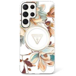 Guess Glitter Flower MagSafe skal Samsung Galaxy S25 Ultra - White