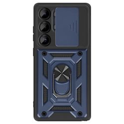 Coque för Galaxy S25 Ultra Ring Stöd med Kameraskydd Mayaxess Blå Natt