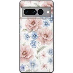 Google Pixel 7 Pro Gennemsigtig cover Romantiske blomster