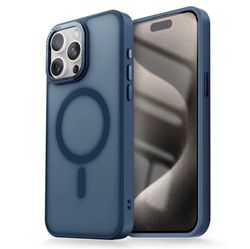 iPhone 15 PLUS - Magsafe Matteret Cover i flere farver - Mørkeblå