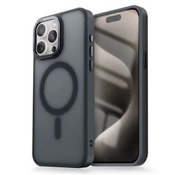 iPhone 15 Pro Max - Magsafe Matteret Cover i flere farver - SORT