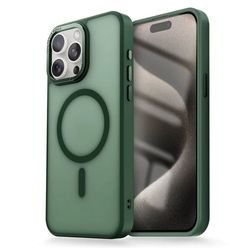iPhone 15 Pro Max - Magsafe Matteret Cover i flere farver - MØRKEGRØN