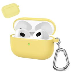 AirPods silikonfodral med karbinhake - Gul