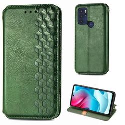 Lær Etui med A Stilfull Rhombus Imprint til Motorola Moto G60s - Grønn
