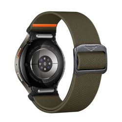KALEBOL Klokkerem Samsung Galaxy Watch FE 40mm / Watch7 / Watch6 / Watch 5 / Watch4 Nylon Elastic Band - Militærgrønn