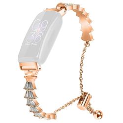 Fitbit Inspire / Inspire HR / Inspire 2 Metal Watch Band Sliding Jewelry Bracelet Strap with Rhinestones - Guld