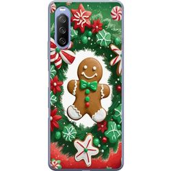 Sony Xperia 10 III Gennemsigtig cover Jule peberkage plakat peberkage ferie kager julegran slik søde julemotiver retro design