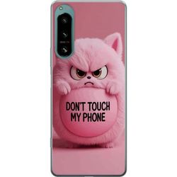 Sony Xperia 5 IV Gennemsigtig cover Humoristisk lyserød kat med teksten "Don't Touch My Phone", et sjovt trendy motiv som passer perfekt som beskytte