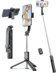 Lollanda Selfiestick/106cm Justerbar Tripod Mobilstativ Med Bluetooth Fjärrkontroll,Avtagbar Klämma, 360° Roterande Stativ