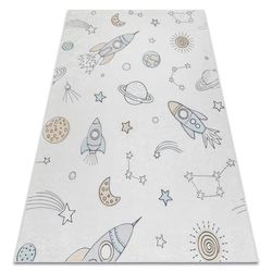 BAMBINO 1278 tvättmatta Rymdraket, för barn halkskydd - kräm, 160x220 cm