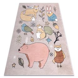 Tæppe FUN Forester til børn, dyr, skov beige, 180x270 cm