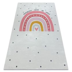 BAMBINO 47810 tvättmatta Regnbåge, prickar för barn halkskydd - vit / rosa, 120x170 cm