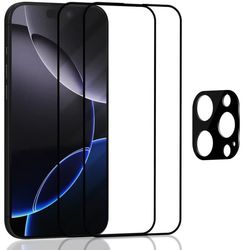 2-Pack Iphone 16 Pro Max Skærmbeskyttelse & 1-Pack linsebeskyttelse - Hærdet Glas 9H - Super kvalitet 3D