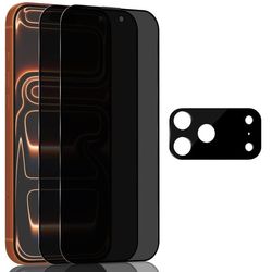 2-Pack iPhone 17 Pro Max Privacy Skærmbeskyttelse & 1-Pack linsebeskyttelse - Hærdet Glas 9H - Super kvalitet 3D
