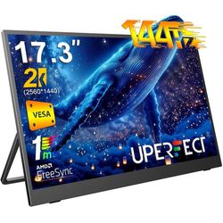 UPERFECT 17,3-tommer 144Hz 2K bærbar skærm, egnet til gaming og kontorbrug.