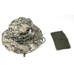 Camouflage bøttehatte med myggnett Campingfiske - Grønn