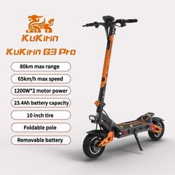 Kukirin G3 Pro Peak 3000W Dual Motor 52V 23.3Ah Elektrisk Scooter Max Rækkevidde 80 km Aftageligt batteri LCD-skærm Foldbar Escooter