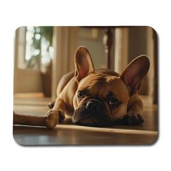 Musematte: Hund Fransk Bulldog, sklisikker gummibunn, unikt motiv