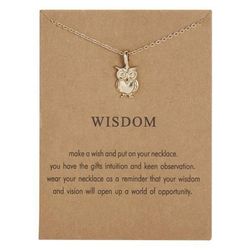 Wisdom -necklace with owl 18K gold plated gift student degree